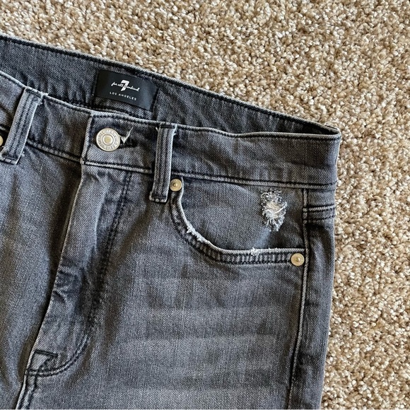 7 For All Mankind High Waist Ankle Skinny Jeans Women’s 27 Washed Gray Black - Picture 8 of 16